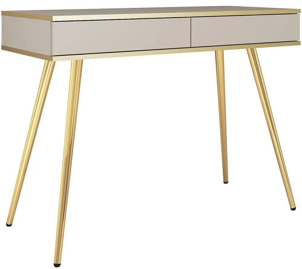 Κονσόλα Oro T102_Bz_GL 102x50x80cm Beige-Gold Μελαμίνη,Μέταλλο
