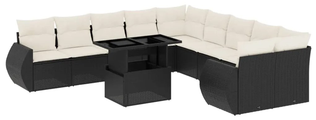 vidaXL Σαλόνι Κήπου Σετ 11 Τεμαχίων Μαύρο Συνθετικό Ρατάν με Μαξιλάρια