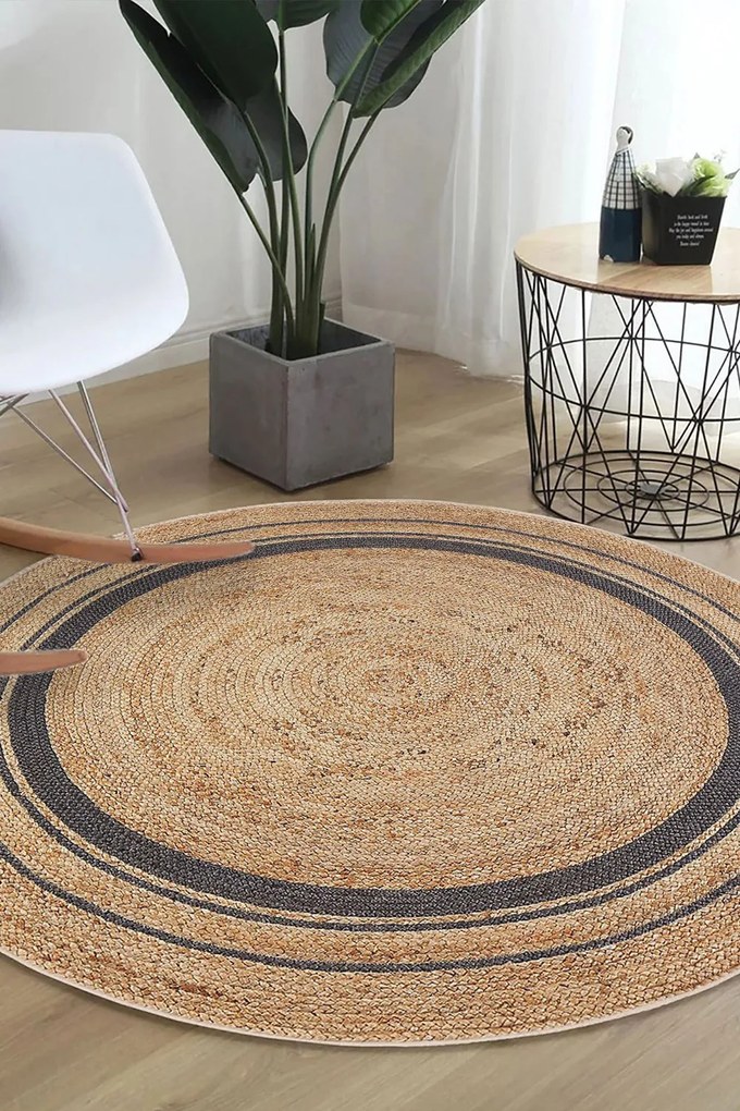 Χαλί Woopamuk510 599HFT5291 Cream-Black Conceptum Hypnose 180X180cm Round