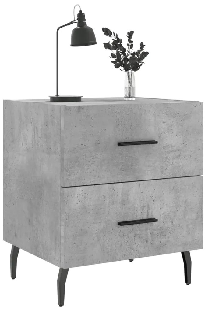 vidaXL Κομοδίνα 2 τεμ. Γκρι Σκυροδεμ. 40 x 35 x 47,5 εκ. Επεξεργ. Ξύλο