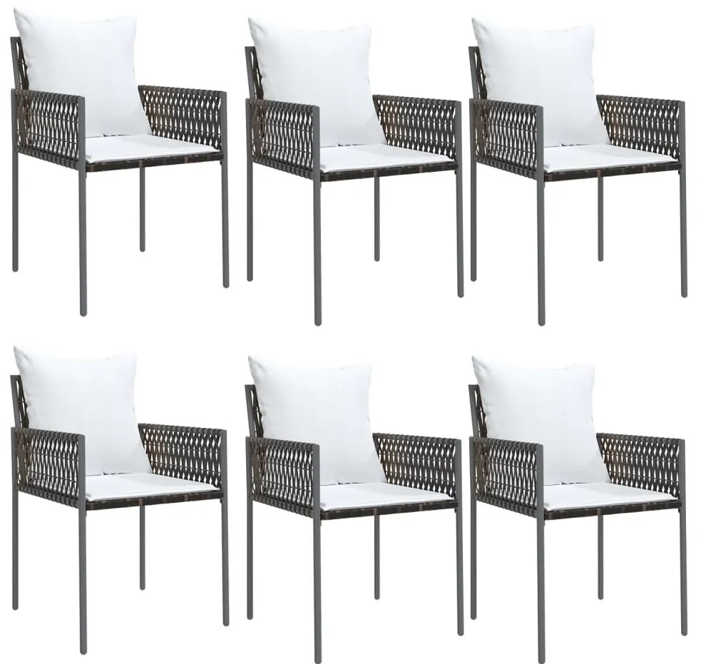 vidaXL Σετ Τραπεζαρίας Κήπου 7 τεμ. Συνθ. Ρατάν / Ατσάλι με Μαξιλάρια