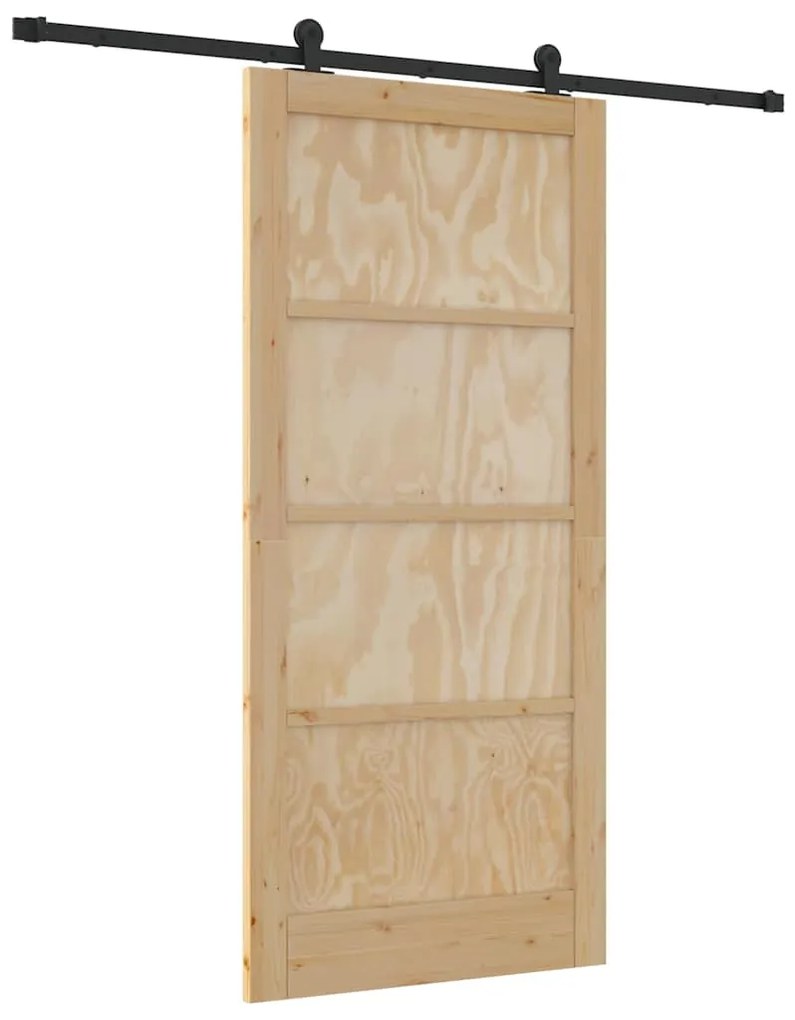 vidaXL Σετ Συρόμενης Πόρτας Φυσικό και μαύρο 93 x 202 cm