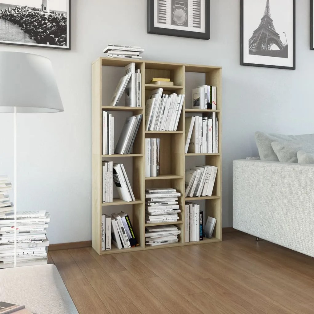 vidaXL Διαχωριστικό/Βιβλιοθήκη Sonoma Δρυς 100x24x140 εκ. Μοριοσανίδα