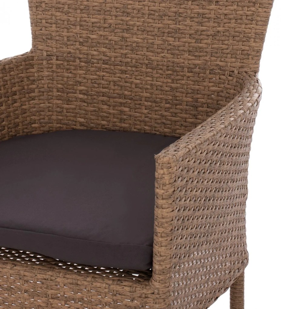 Καρέκλα - Πολυθρόνα NISHA C5684.02 Μεταλλική με Wicker Καφέ - Μόκα &amp; Μαξιλάρι 58x60x87 εκ. 58x60x87 εκ.