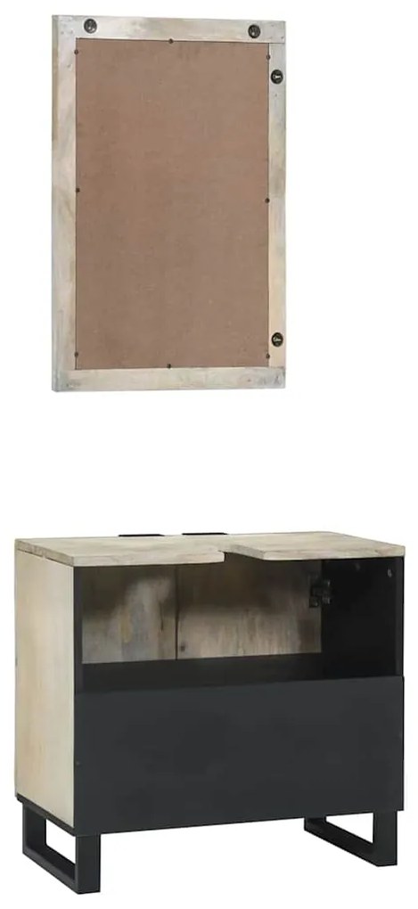 vidaXL Σετ Επίπλων Μπάνιου με ράφι 2 pcs Λευκό Επεξεργασμένο ξύλο