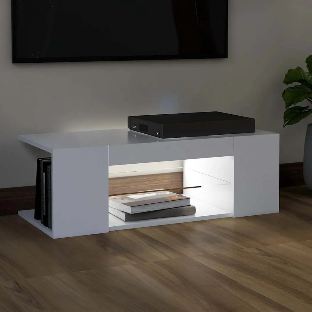 vidaXL Έπιπλο Τηλεόρασης με LED Λευκό 90x39x30 εκ.