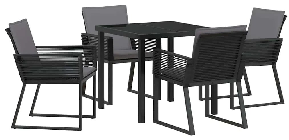 vidaXL Σέτ φαγητού για κήπο 5 pcs Μαύρο Χάλυβας με επίστρωση πούδρας