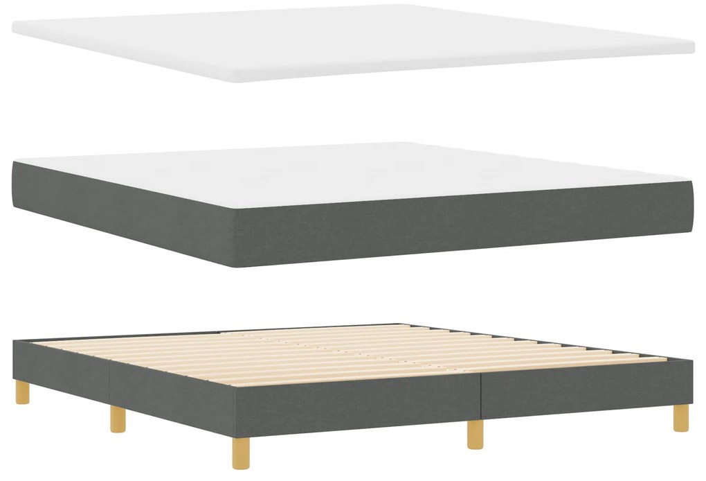 vidaXL Κρεβάτι Box Spring σε σκούρο γκρι με στρώμα, 180 x 200 εκ., ύφασμα.