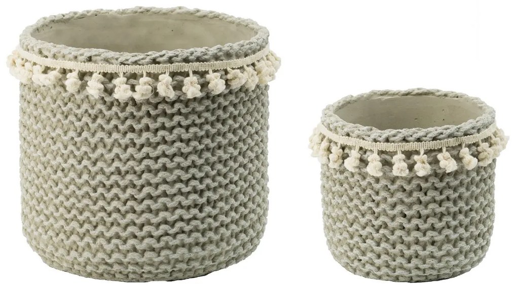 Artekko Knitt Κασπώ Τσιμεντένιο Γκρι (26.5x26.5x25)cm Σετ/2 Artekko D9058