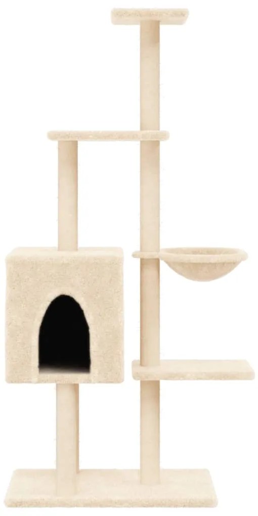 vidaXL Γατόδεντρο Κρεμ 145 εκ. με Στύλους Ξυσίματος από Σιζάλ