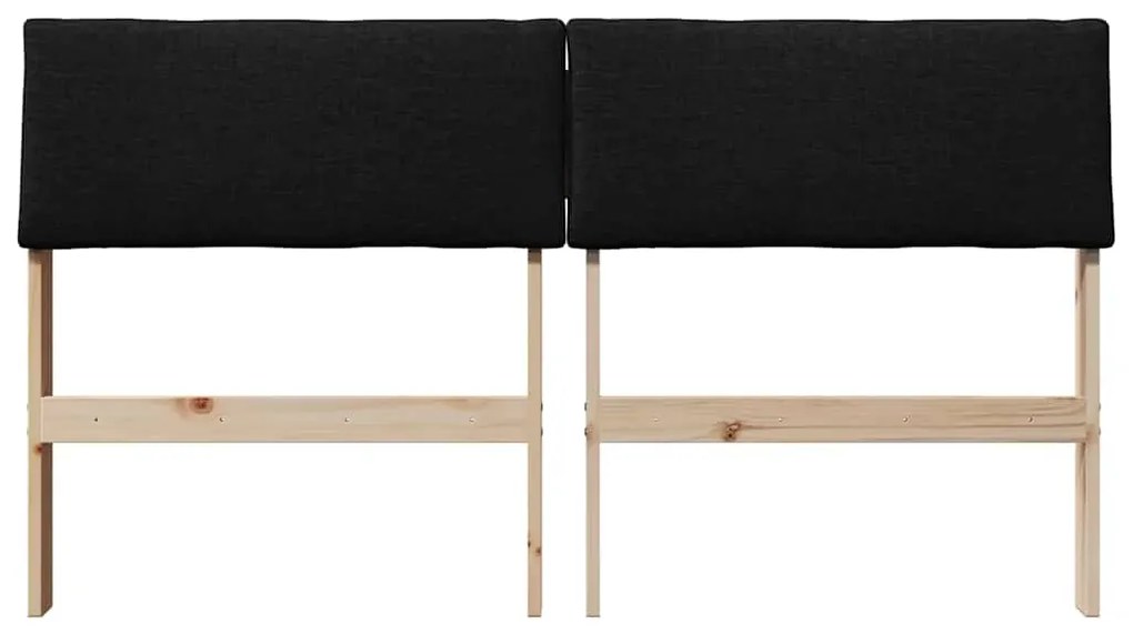 vidaXL Ταπετσαρισμένο κεφαλάρι Μαύρο 135 cm Στερεά ξυλεία πεύκου