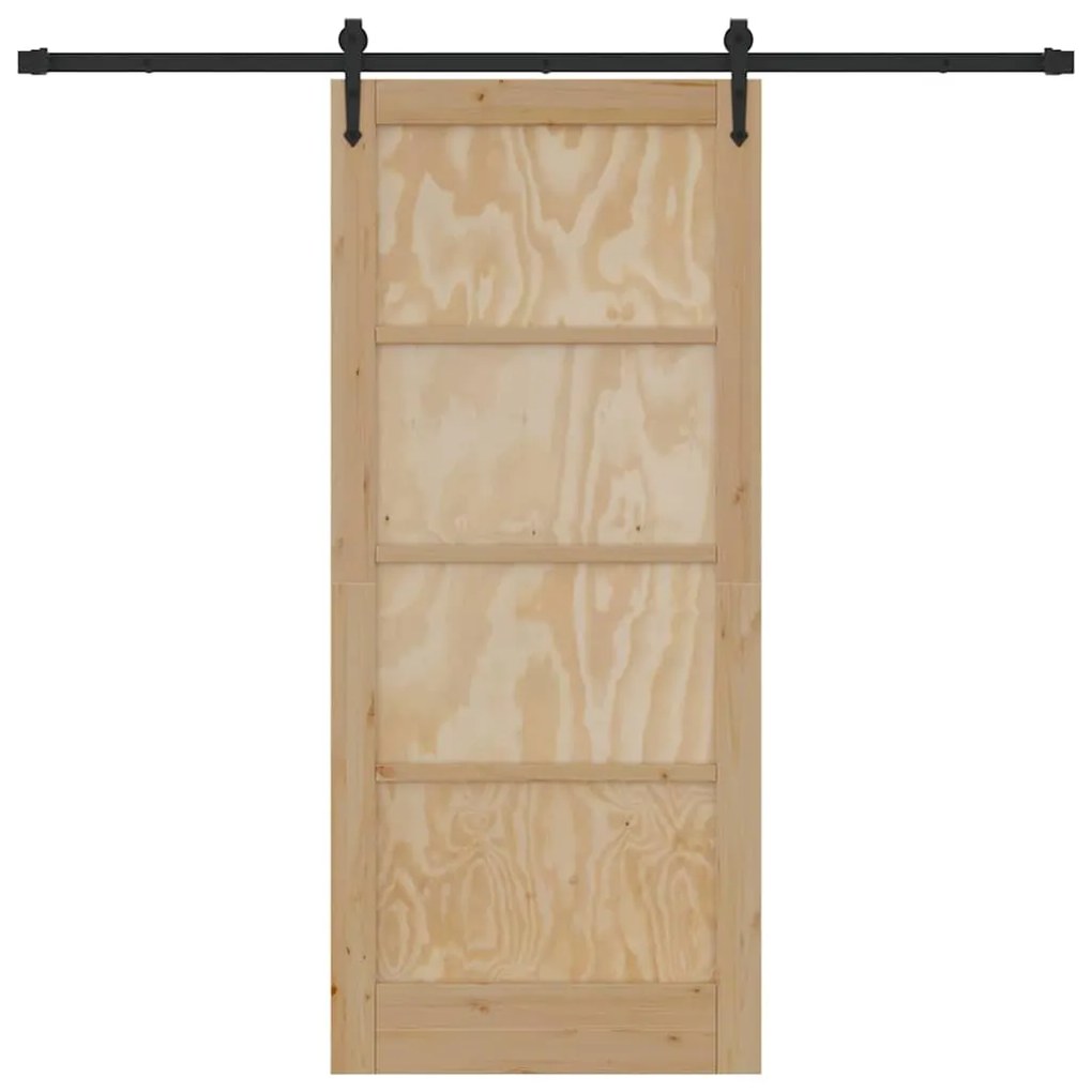 vidaXL Συρόμενη Πόρτα Καφέ 86 x 198.5 cm Μασίφ ξύλο πεύκου