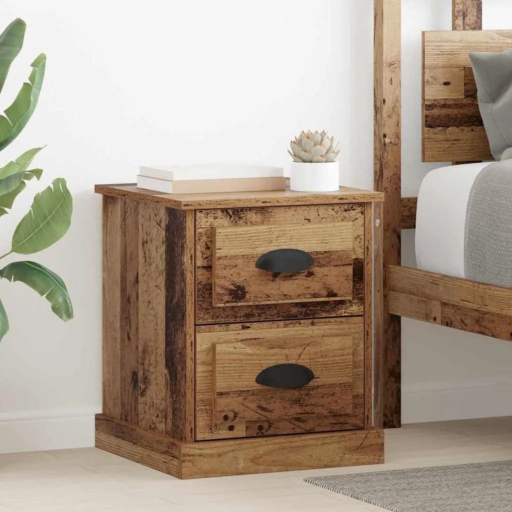 vidaXL Κομοδίνο 2 pcs Παλαιό ξύλο 39 x 39 x 47.5 εκ Επεξεργασμένο ξύλο