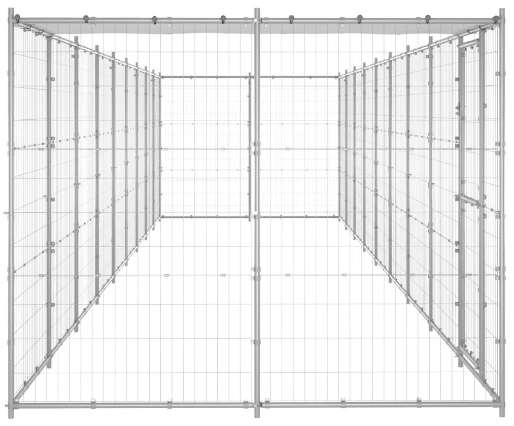 vidaXL Κλουβί Σκύλου Εξ. Χώρου με Στέγαστρο 21,78 μ² Γαλβ. Χάλυβας