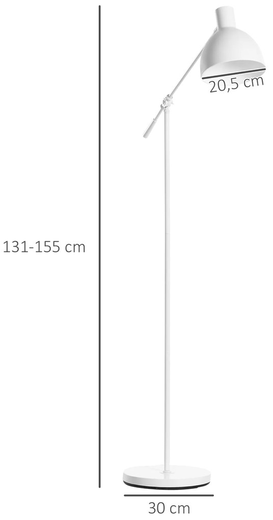 HOMCOM Φωτιστικό δαπέδου σε βιομηχανικό στυλ, ρυθμιζόμενο ύψος, διακόπτης ποδιού; 30 x 30 x 131 cm, Μαύρο