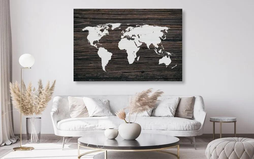Εικόνα στον παγκόσμιο χάρτη φελλού σε ξύλο - 90x60  arrow
