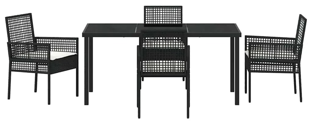 vidaXL Σέτ φαγητού για κήπο με μαξιλάρι 5 pcs Μαύρο Πολυ ράταν