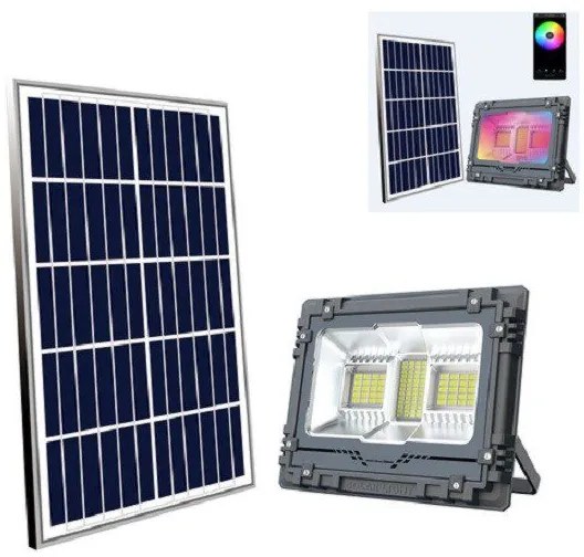 LED RGB προβολέας με ηλιακό πάνελ MJ-AW 100C