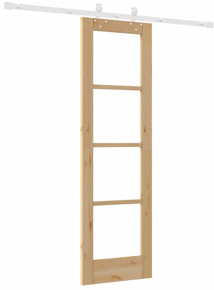 vidaXL Συρόμενη Πόρτα Καφέ 61 x 198.5 εκ. Ξύλο και μέταλλο