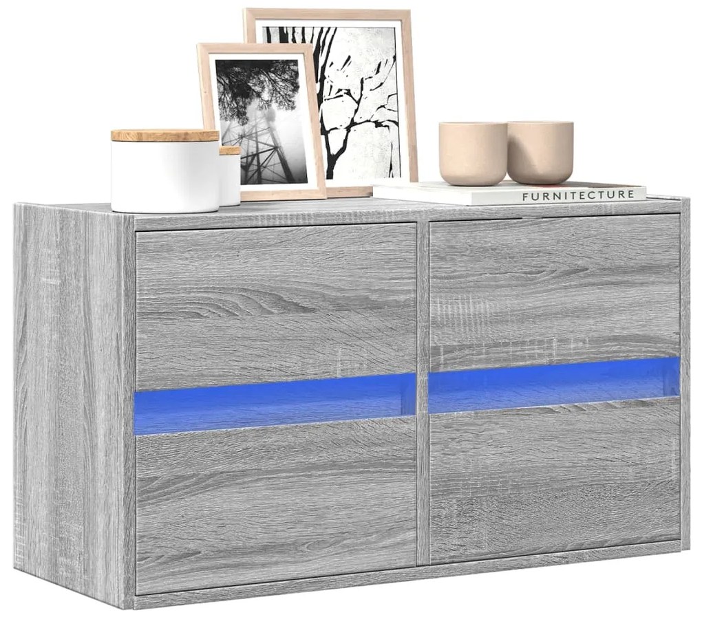 Έπιπλο Τοίχου Τηλεόρασης με LED Γκρι Sonoma 80x31x45 εκ.