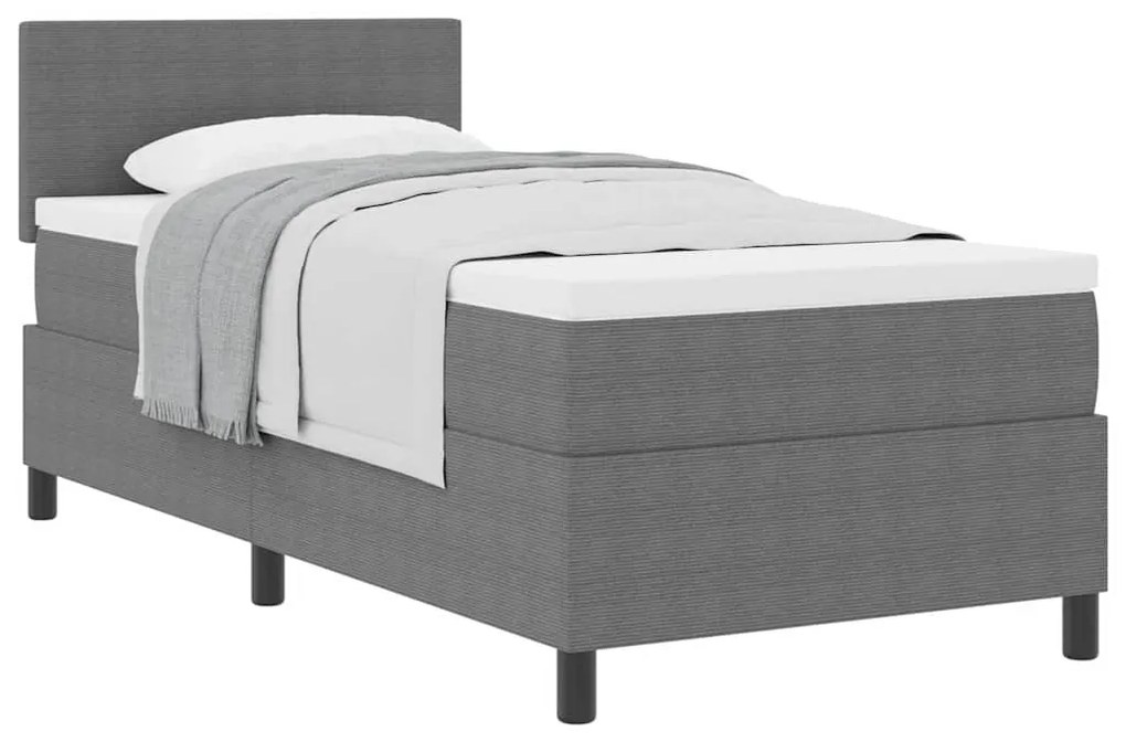 vidaXL Κρεβάτι με ελατήρια Απαλό Γκρι,Λευκό 193 x 90 x 88 εκ. Βελούδο