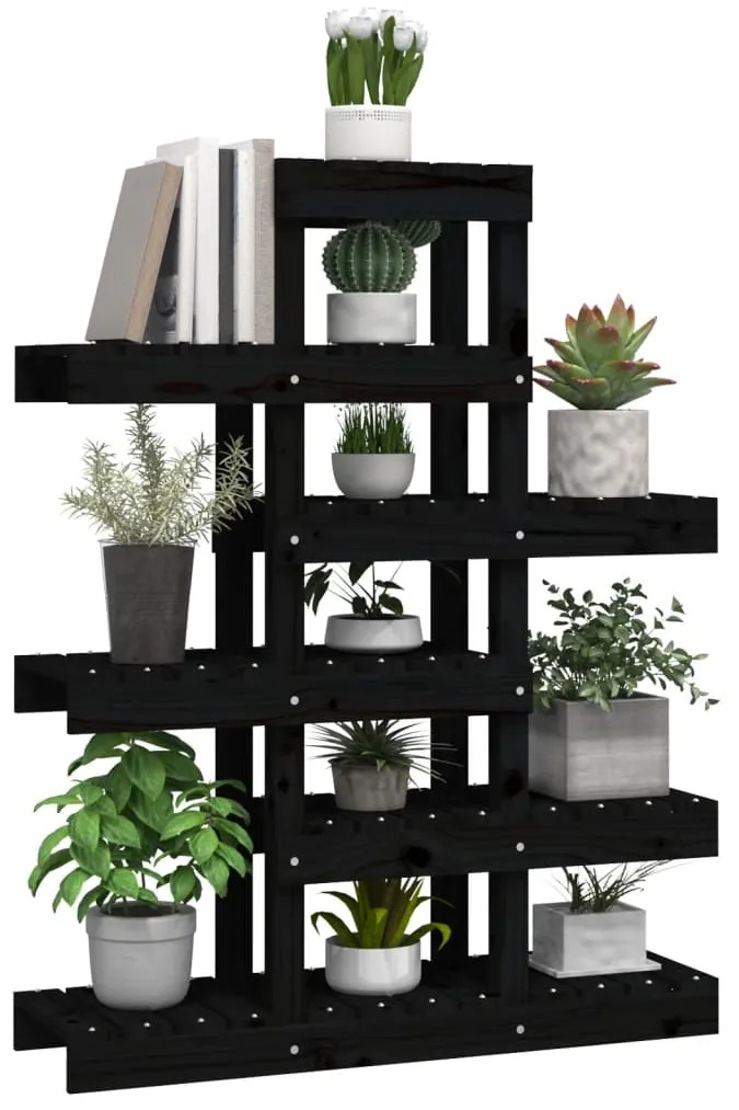 vidaXL Βάση Γλάστρας Μαύρο 85 x 25 x 109,5 εκ. από Μασίφ Ξύλο Πεύκου