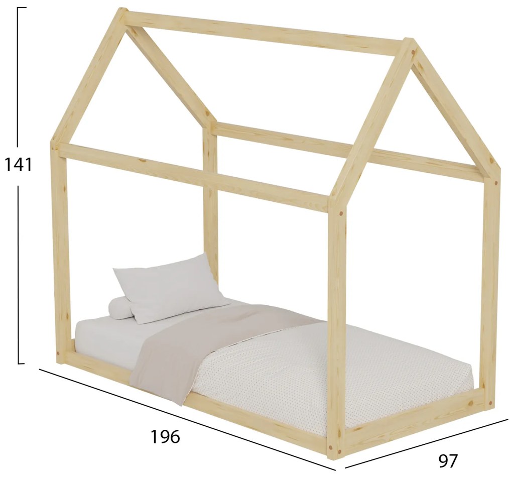 ΚΡΕΒΑΤΙ ΠΑΙΔΙΚΟ PEPE HM677.01 τ.MONTESSORI ΞΥΛΟ ΠΕΥΚΟ ΦΥΣΙΚΟ- 190x90εκ