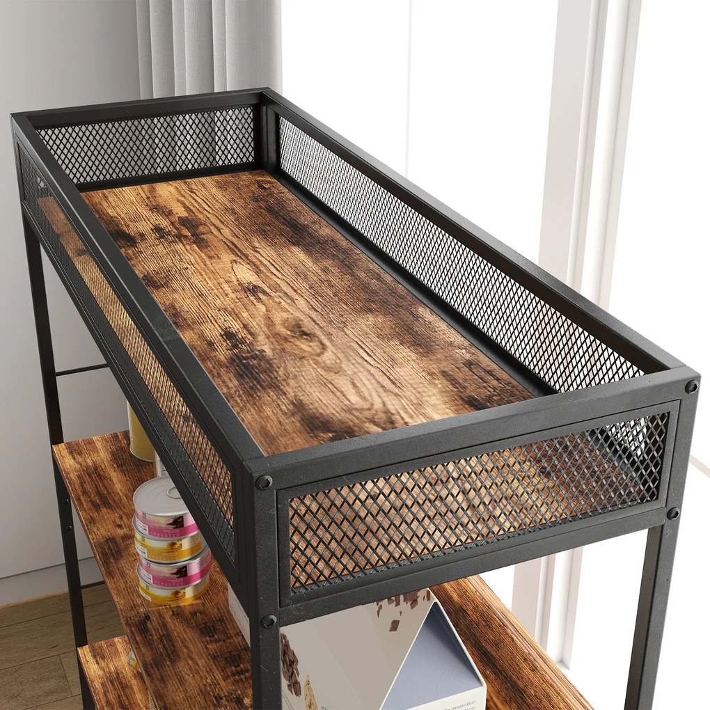 PawHut Γάτα τουαλέτα με ράφι 3 επιπέδων και στύλο ξυσίματος, κλειστή γάτα τουαλέτα, 80 x 48 x 152 cm, Καφέ