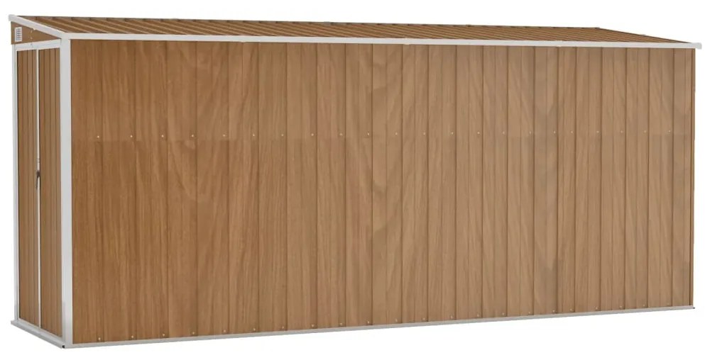 vidaXL Αποθήκη Κήπου Επιτοίχια Καφέ 118x382x178 εκ. από Γαλβ. Ατσάλι