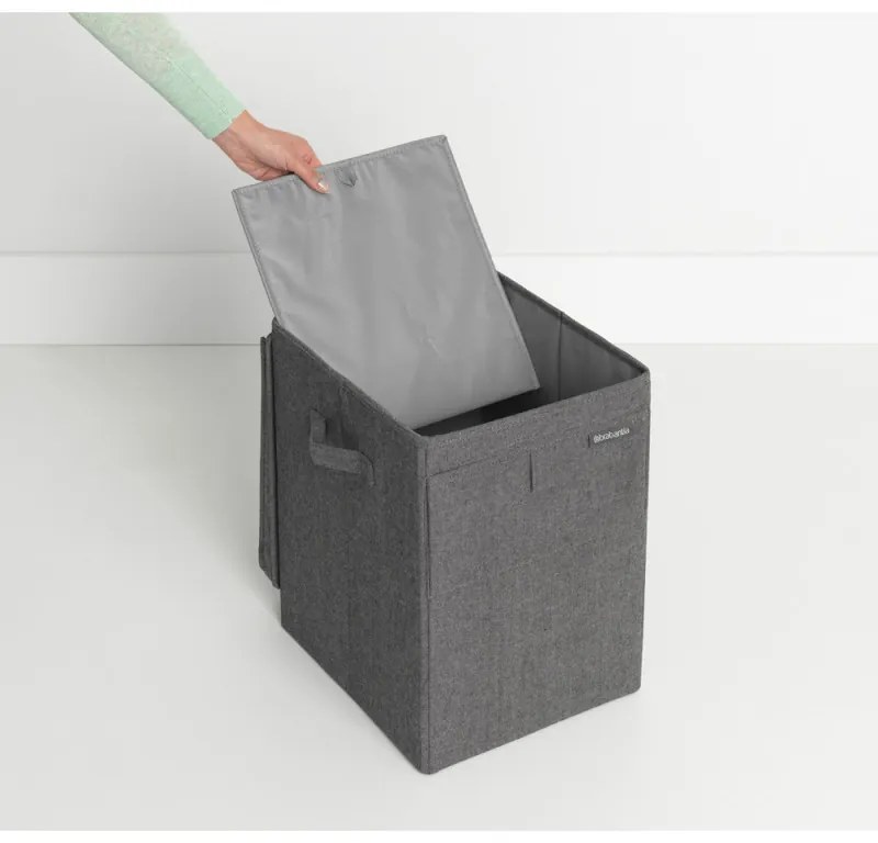 Brabantia Κιβώτιο πλυντηρίου ρούχων 1000828, 35 l, Άνοιγμα μπροστά, Ευρύ καπάκι, Πτυσσόμενο, Μαύρο