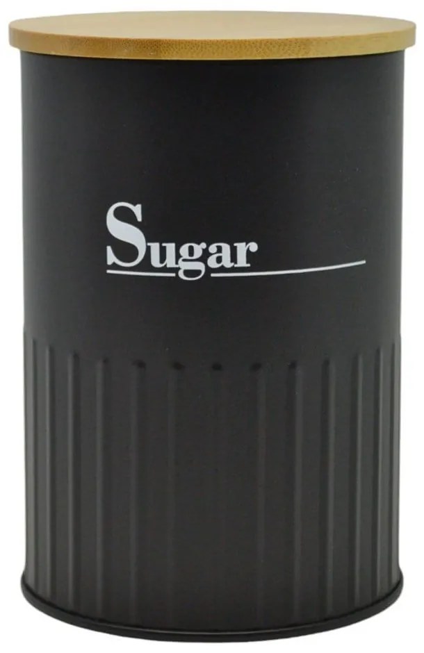 Βάζο Αποθήκευσης Ζάχαρης Sugar 837717 Φ9,5x13cm Natural-Black Ankor Μέταλλο,Bamboo