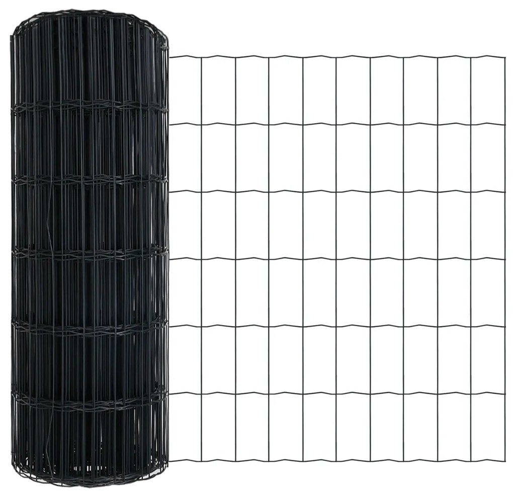vidaXL Euro Fence με 13 Φλαντζωτά Στηρίγματα 0.4x25 μ Γαλβανισμένος Χάλυβας