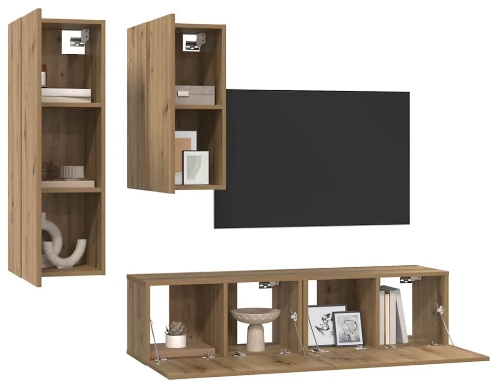 vidaXL Σετ επίπλου τηλεόρασης 4 pcs artisan δρυς 30.5 x 30 x 90 cm