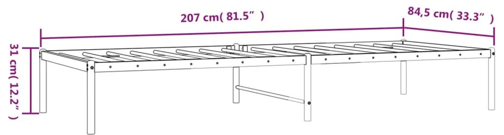vidaXL Πλαίσιο Κρεβατιού Μαύρο 80x200 εκ. Μεταλλικό