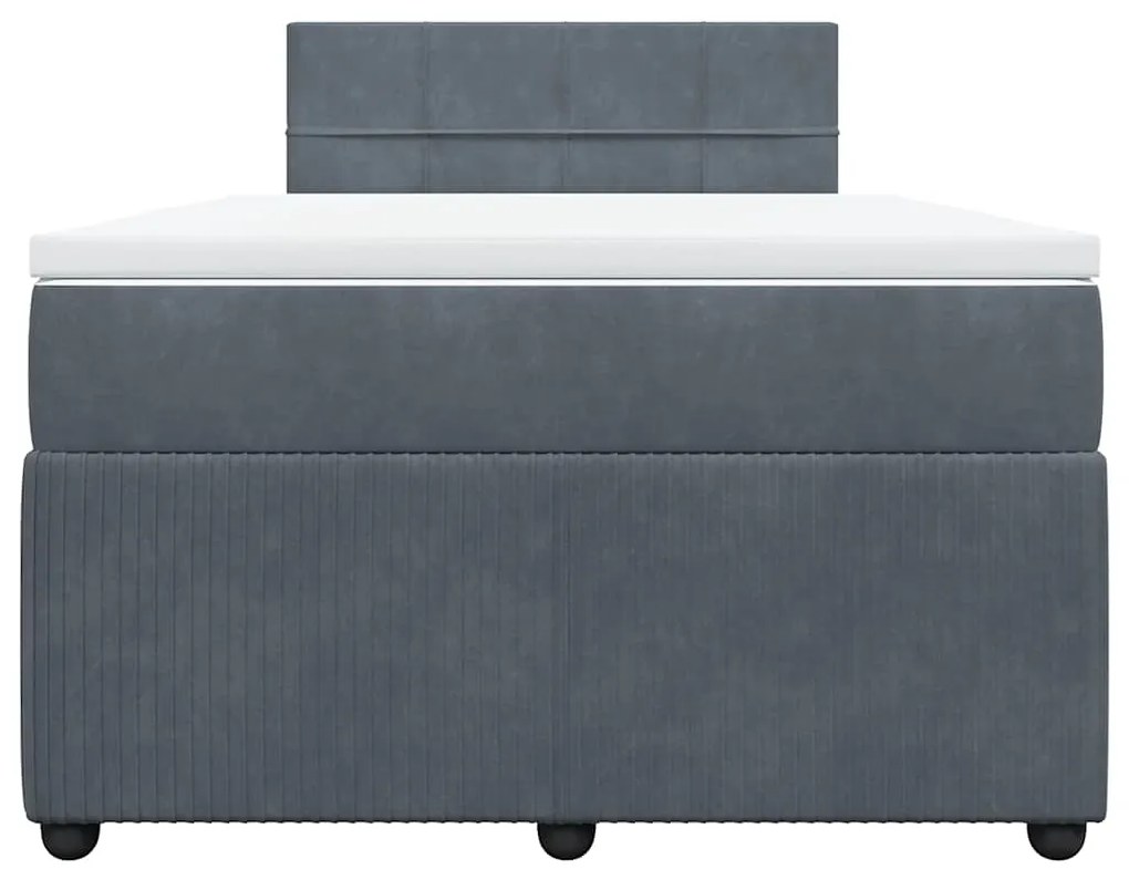 vidaXL Κρεβάτι Boxspring με Στρώμα Σκούρο Γκρι 120x190 εκ. Βελούδινο