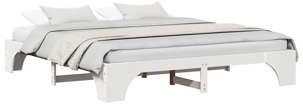 vidaXL Σκελετός Κρεβατιού Λευκό 207 x 207 x 30 εκ. Μασίφ ξύλο πεύκου