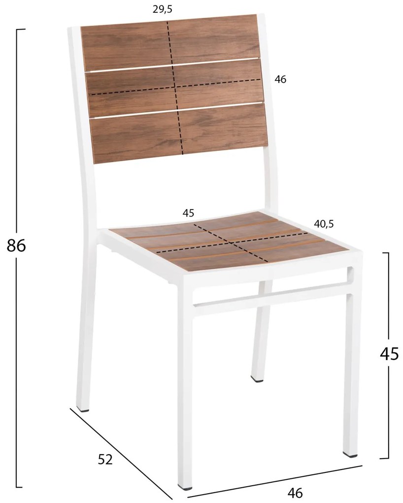 Καρέκλα SAGA C6063.01 Αλουμινίου Λευκή με Polywood 46x52x86Υεκ. 46x52x86 εκ.