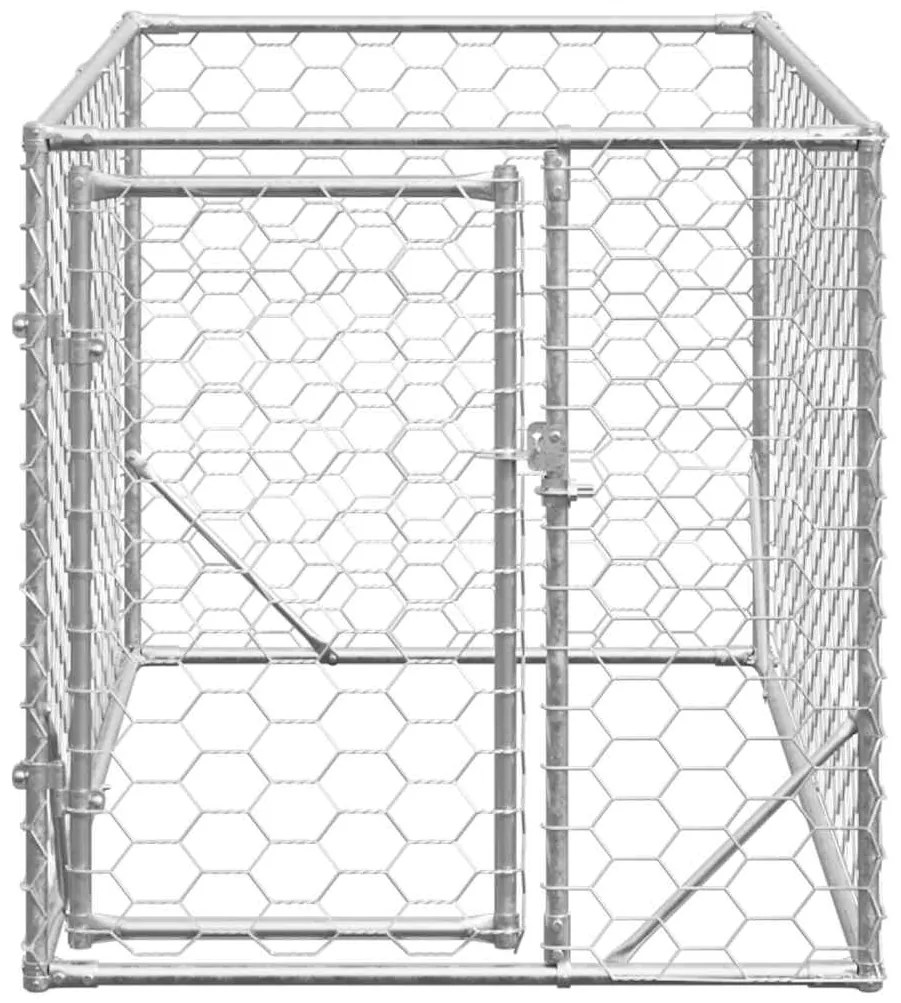vidaXL Κλουβί Σκύλου Εξωτερ. Χώρου με πόρτα 2x1x1 μ. Γαλβαν. Ατσάλι