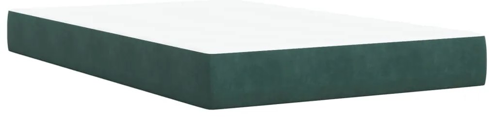 vidaXL Κρεβάτι Boxspring με Στρώμα Σκούρο Πράσινο 120x200εκ. Βελούδινο