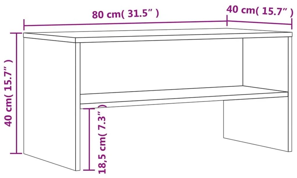 Έπιπλο Τηλεόρασης Καπνιστή Δρυς 80x40x40 εκ. Επεξ. Ξύλο - Καφέ