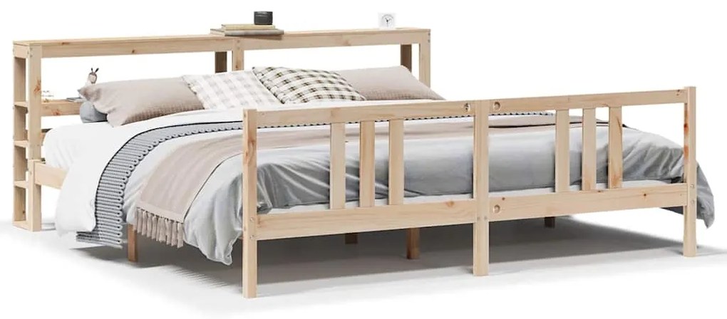 vidaXL Πλαίσιο Κρεβατιού με Κεφαλάρι 180x200 εκ. από Μασίφ Ξύλο Πεύκου