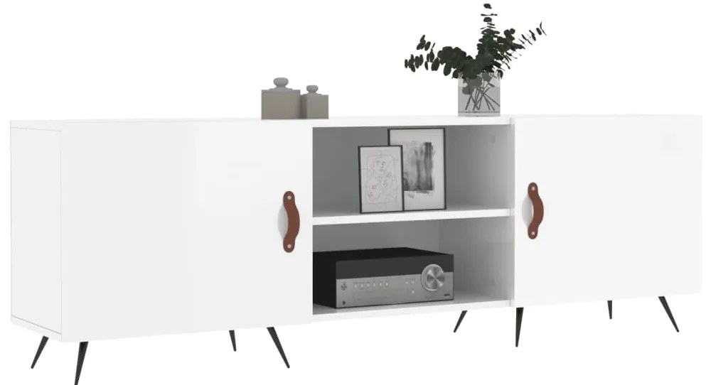 vidaXL Έπιπλο Τηλεόρασης Γυαλ. Λευκό150x30x50εκ.Επεξεργασμένο Ξύλο