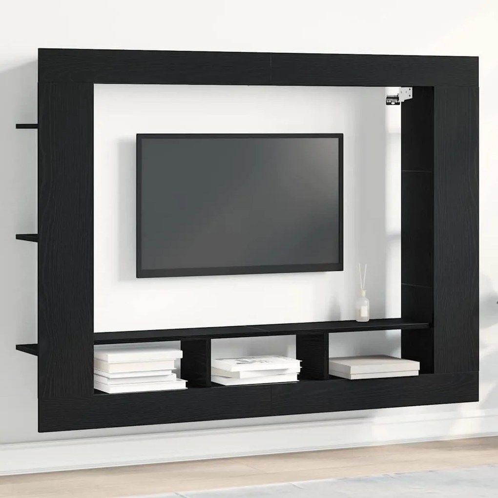 vidaXL Ντουλάπι TV Μαύρη δρυς 152 x 22 x 113 εκ. Επεξεργασμένο ξύλο
