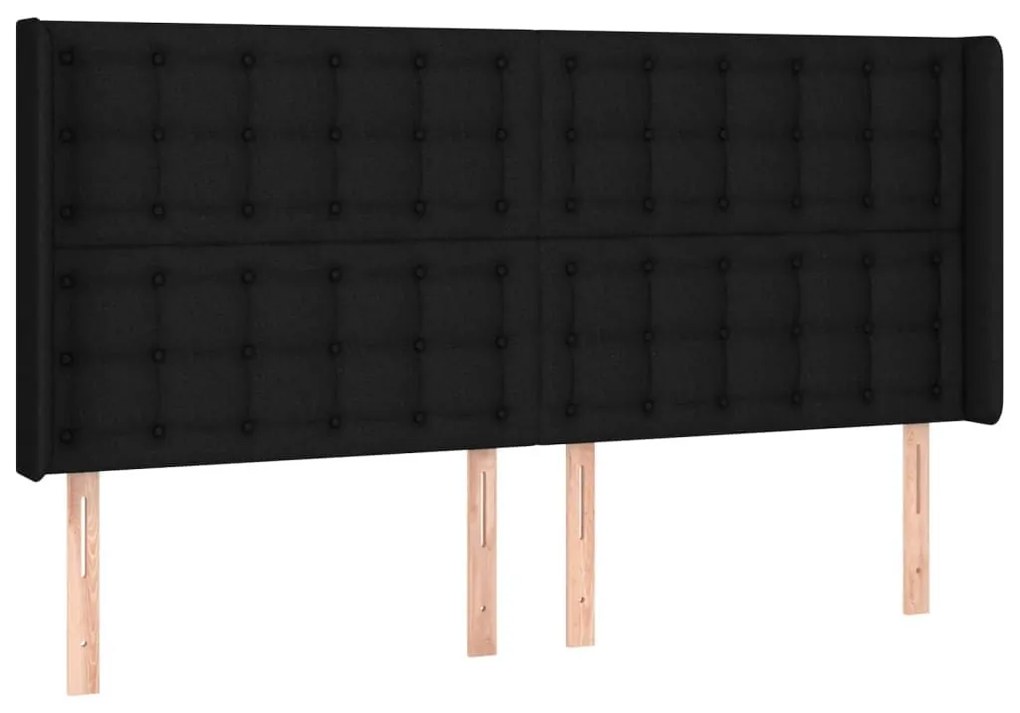 Κεφαλάρι με Πτερύγια Μαύρο 163x16x118/128 εκ. Υφασμάτινο - Μαύρο