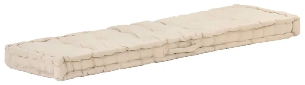 vidaXL Μαξιλάρα Δαπέδου / Παλέτας Μπεζ 120 x 40 x 7 εκ. Βαμβακερή