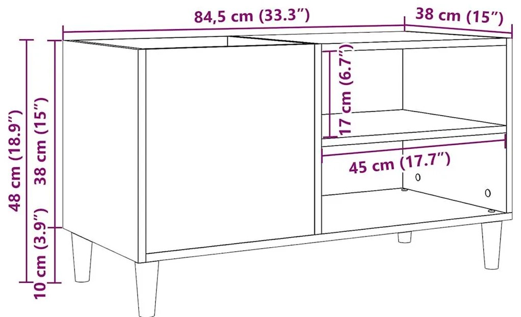 Δισκοθήκη Παλιό Ξύλο 84,5 x 38 x 48 εκ. από Επεξεργασμένο Ξύλο 857163
