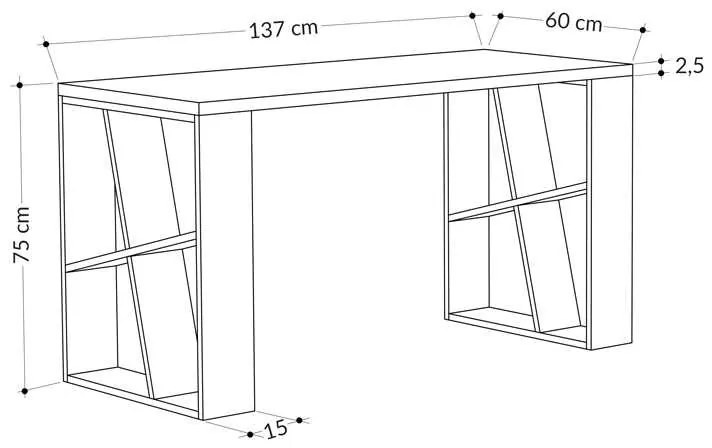 Γραφείο Honey pakoworld σε λευκή-ανθρακί απόχρωση 137x60x75εκ