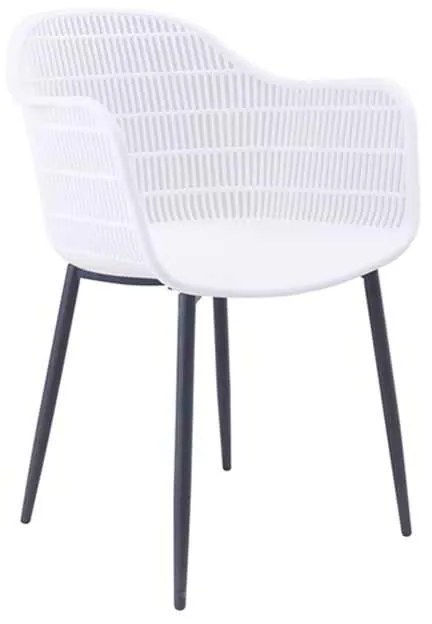 Πολυθρόνα BERRY Μεταλλική Μαύρη/PP-UV Λευκό 58x58x85cm (Σετ 4 ΤΕΜ)