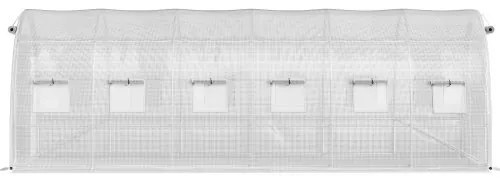 VEVOR Walk-in Tunnel Greenhouse, 20 x 10 x 7 ft Portable Plant Hot House w/ Galvanized Steel Hoops, 3 Top Beams, 4 Diagonal Poles, 2 Zippered Doors &amp; 12 Roll-up Windows, White