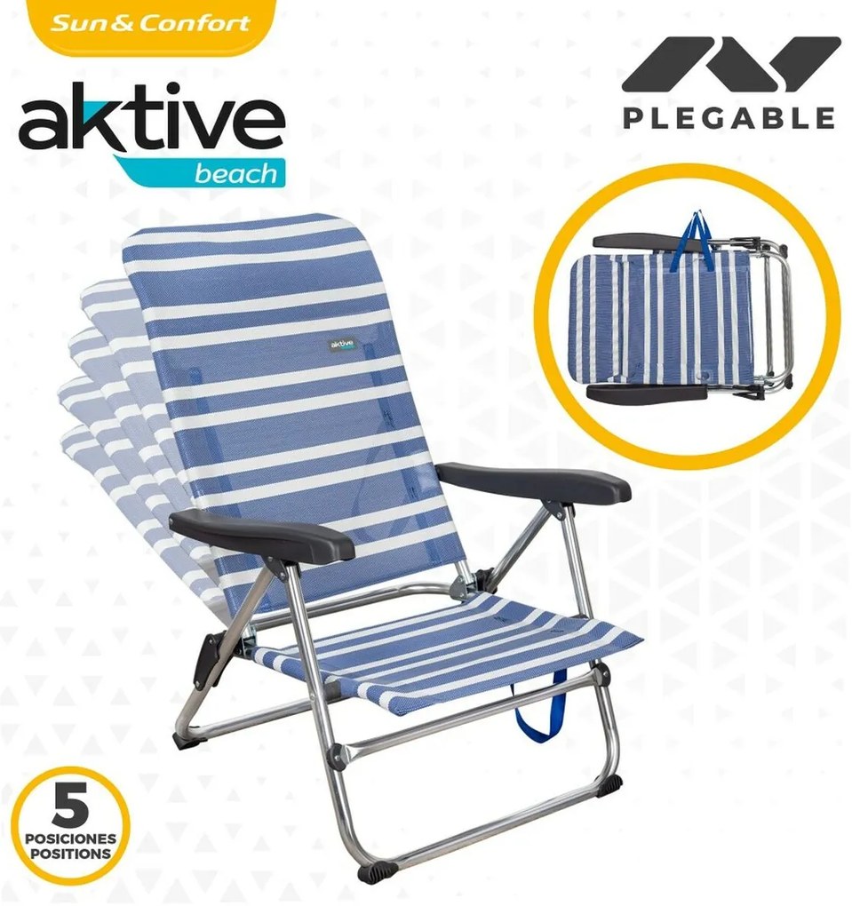 πτυσσόμενη καρέκλα Aktive Mykonos Ριγέ 47 x 85 x 50 cm (4 Μονάδες)